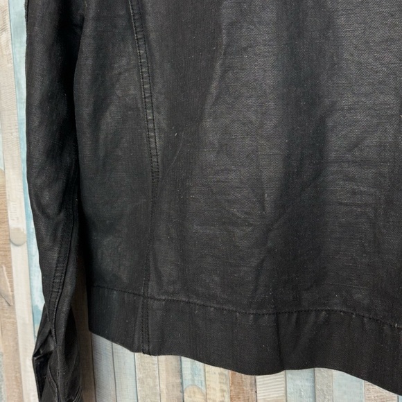 James Perse L Men’s Black Coated Cotton Jean Jacket Utility Denim Zip Front $395 - Picture 7 of 13